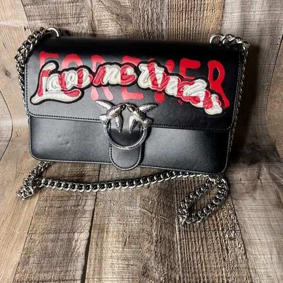 Pinko Black Chain Strap Women Crossbody Bag - Picture 2 of 15